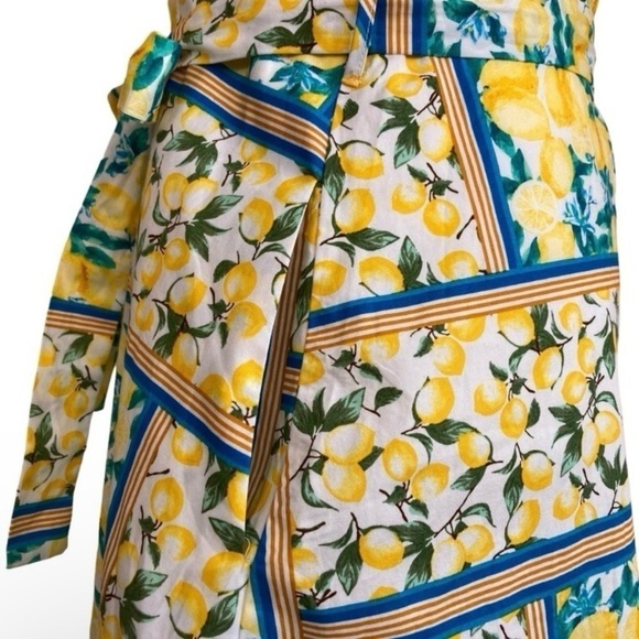 Chloe+Rene Lemon Print Retro 70s Style Fit and Flare Poplin Midi Sundress Sz S - Picture 9 of 16